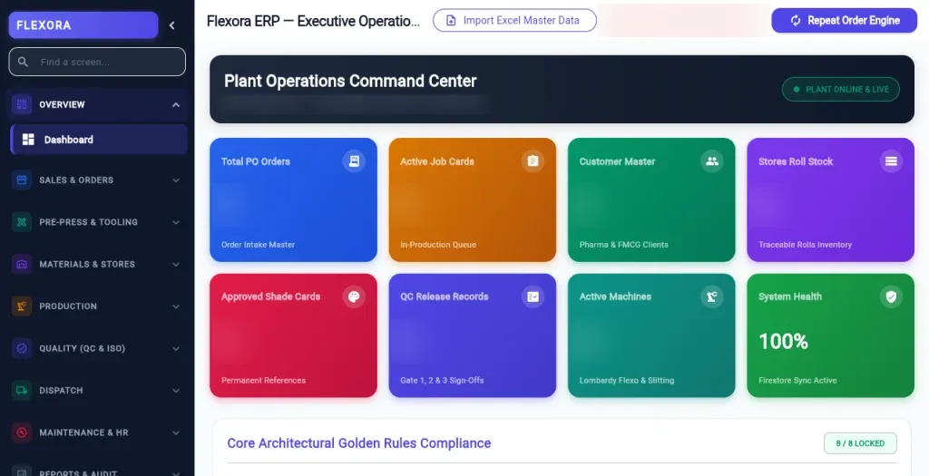Flexora plant command centre, demo data
